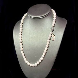 Akoya Pearl Diamond Necklace 21.5" 18k W Gold 8.5 mm Certified $4,950 311036